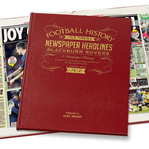 Blackburn Football Newspaper Book - Leather Red Cover