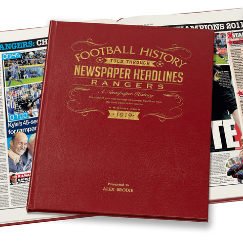 Rangers Newspaper Book - Leather Red Cover