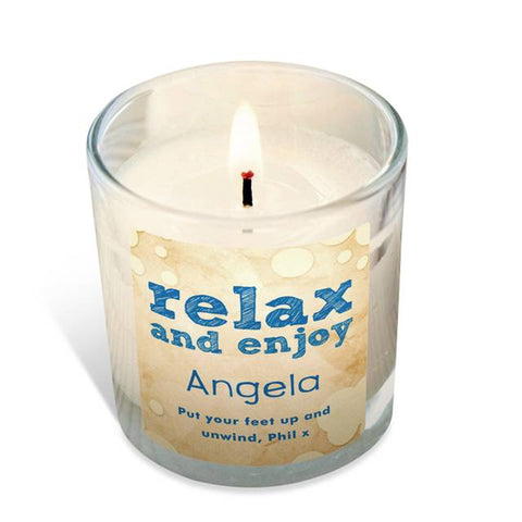 Personalised 'Relax and Enjoy' Vanilla Scented Candle