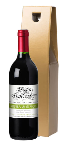 French VdP Wedding Anniversary Red Wine in a Gold Box