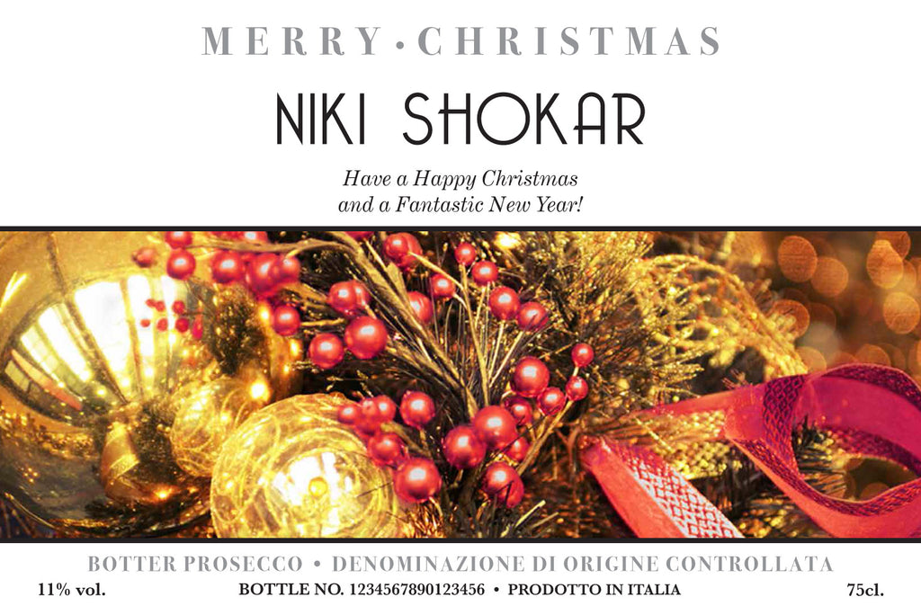 Christmas Decorations Labels for Prosecco