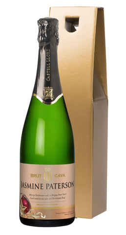 Christmas Baubles Cava in a Gold Gift Box