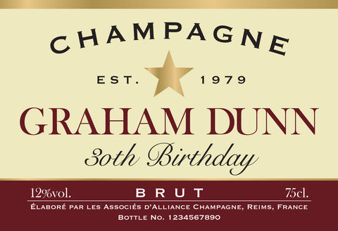 Birthday Star Labels for Champagne