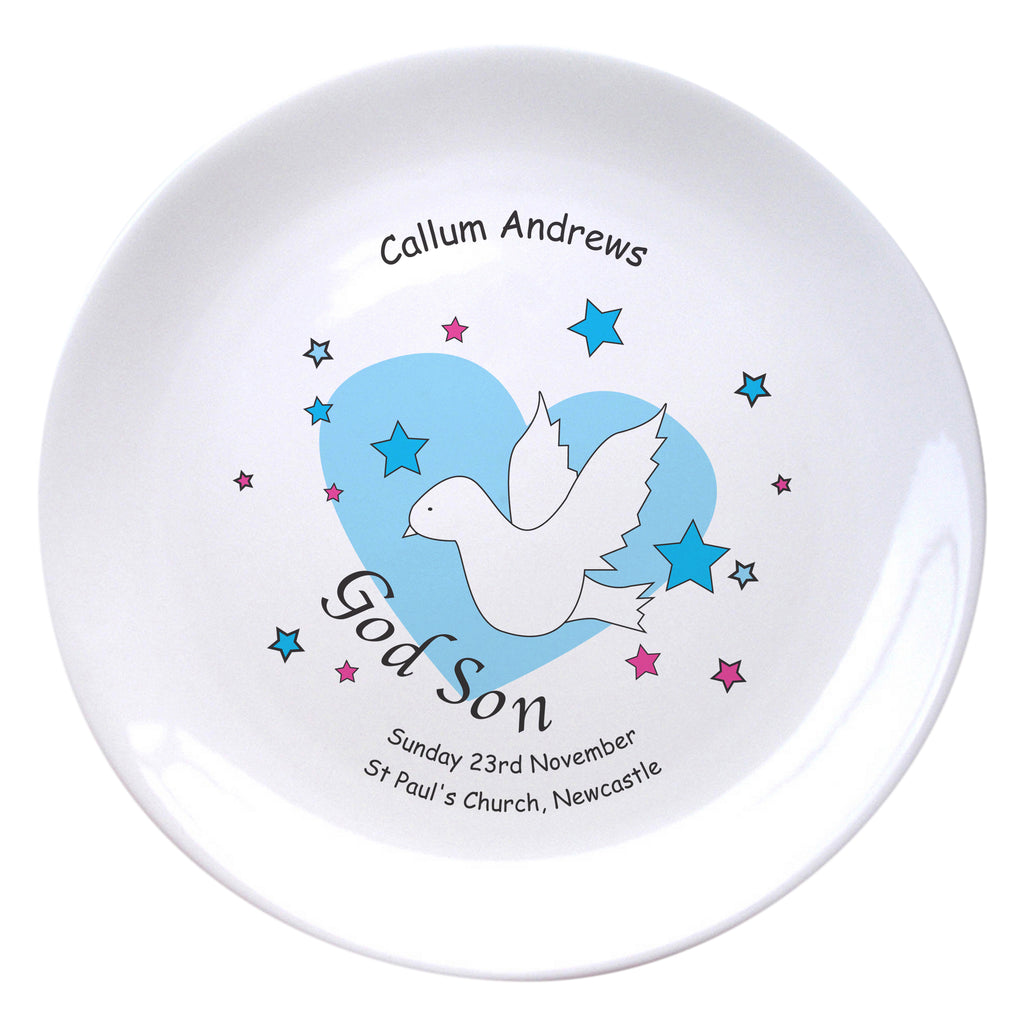 Dove & Hearts Blue Godson 8" Bone China Coupe Plate