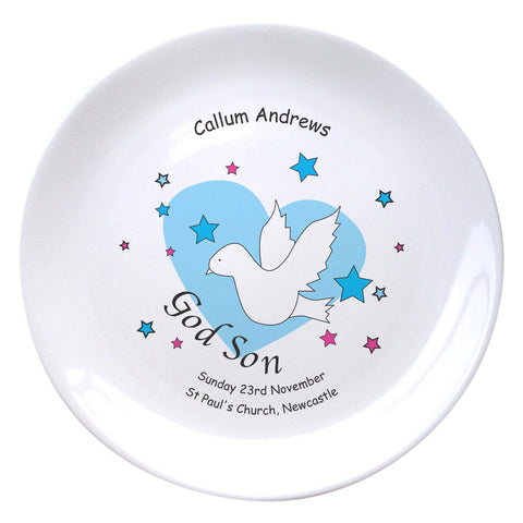 Dove & Hearts Blue Godson 8" Bone China Coupe Plate