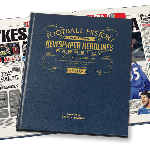 Barnsley Football Newspaper Book - Leather Blue Cover