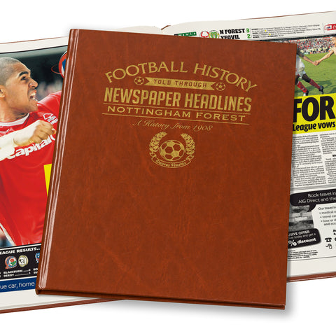 Nottingham Forest Newspaper Book - Brown Leatherette (Colour Pages)