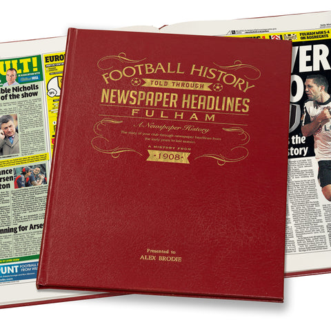 Fulham Football Newspaper Book - Leather Red Cover