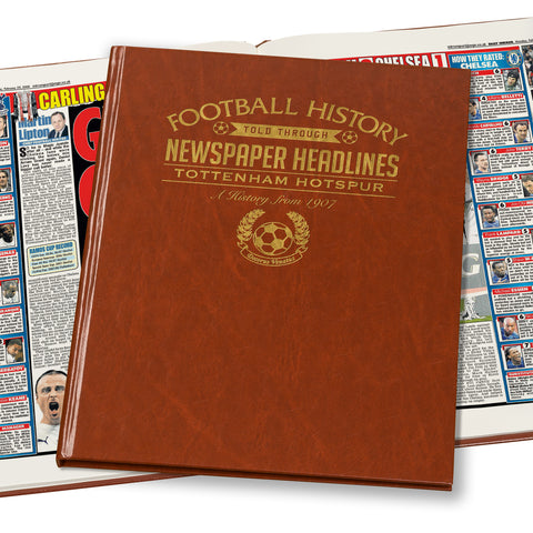 Tottenham Hotspur Newspaper Book - Brown Leatherette (Colour Pages)