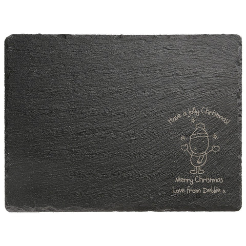 Chilli & Bubble's Jolly Christmas Rectangle slate cheese board