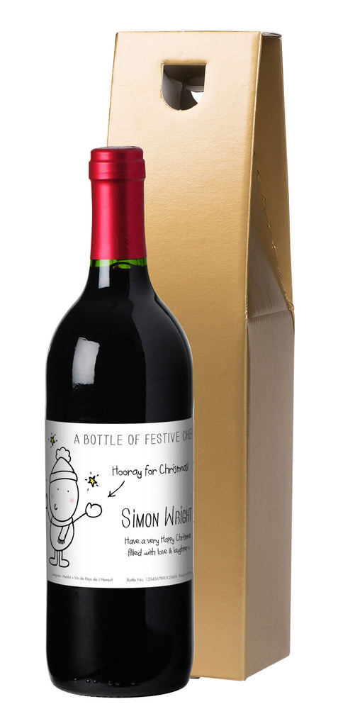 French AC Chilli & Bubble's Christmas Red Wine in a Gold Gift Box