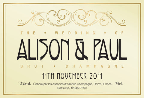 Wedding Reception Labels for Champagne (Pack of 12)