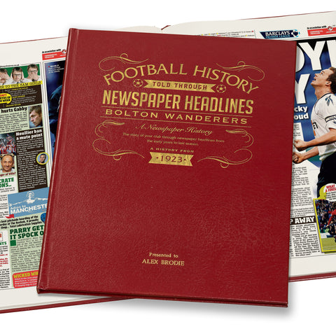 Bolton Football Newspaper Book - Leather Red Cover
