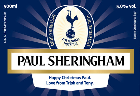Spurs Christmas Labels for Lager