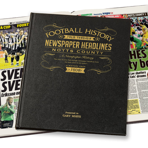 Notts County Newspaper Book - Leather Black Cover