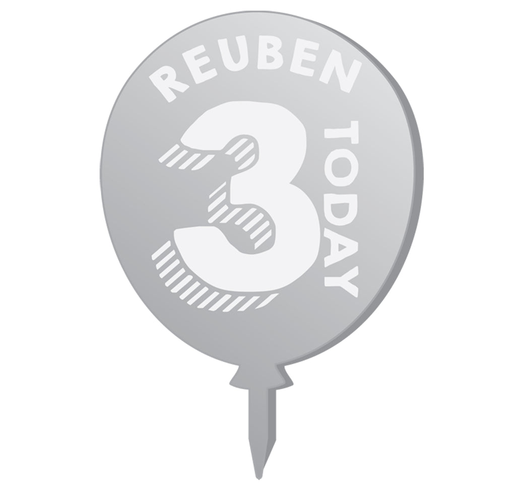 Numbered Birthday Balloon Mirrored Cake Topper