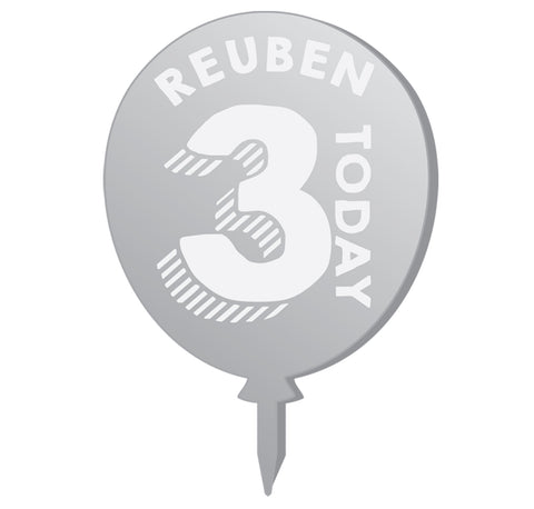 Numbered Birthday Balloon Mirrored Cake Topper