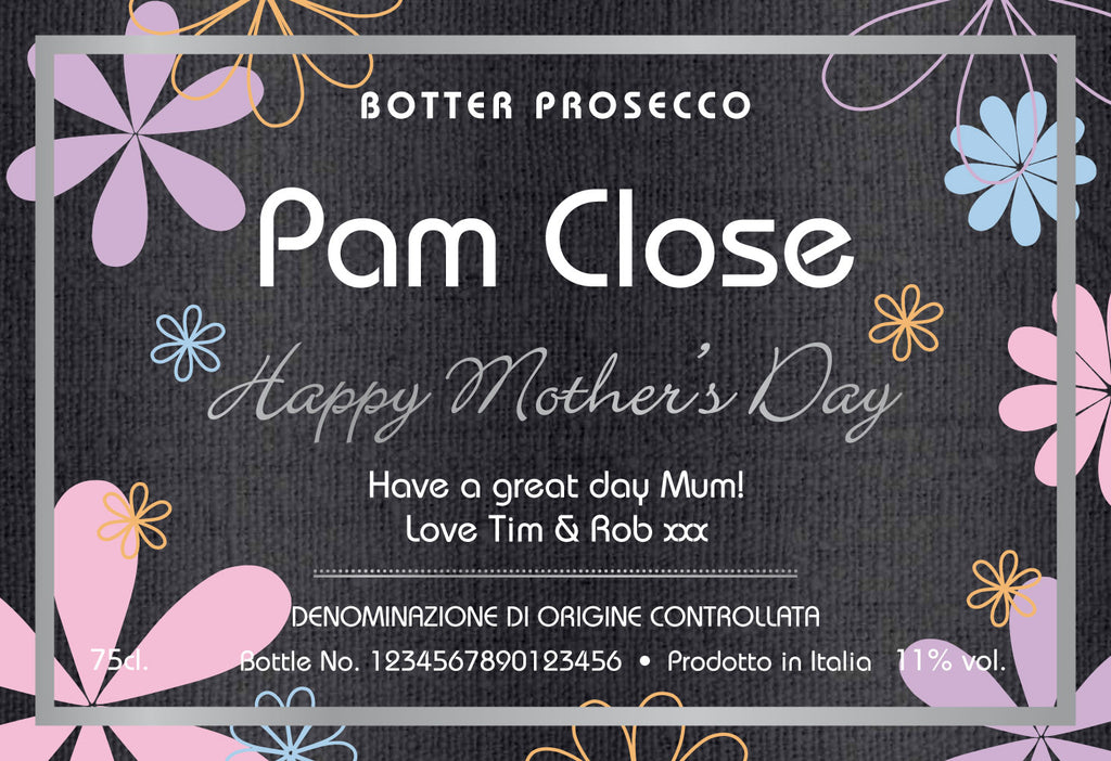 Mother's Day Flowers Labels for Prosecco (Pack of 2)