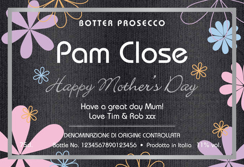 Mother's Day Flowers Labels for Prosecco (Pack of 2)