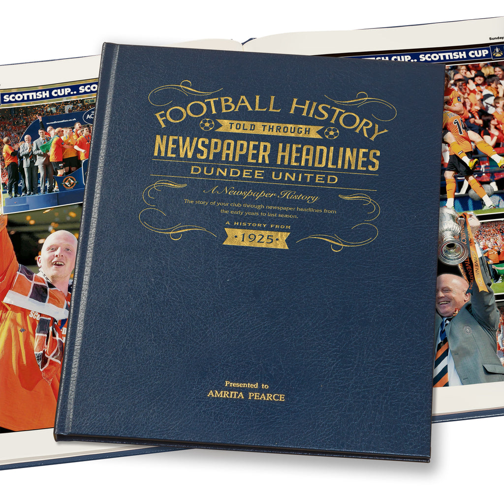 Dundee United Football Newspaper Book - Leather Blue Cover