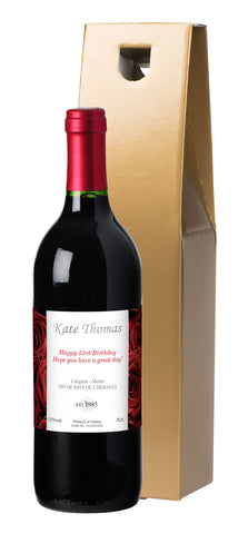 French AC Roses Red Wine in a Gold Gift Box