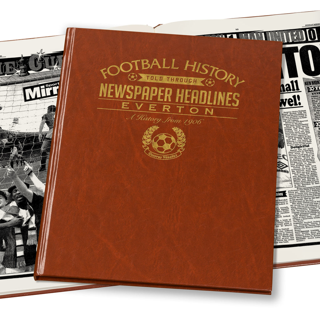 Everton Football Newspaper Book - Brown Leatherette