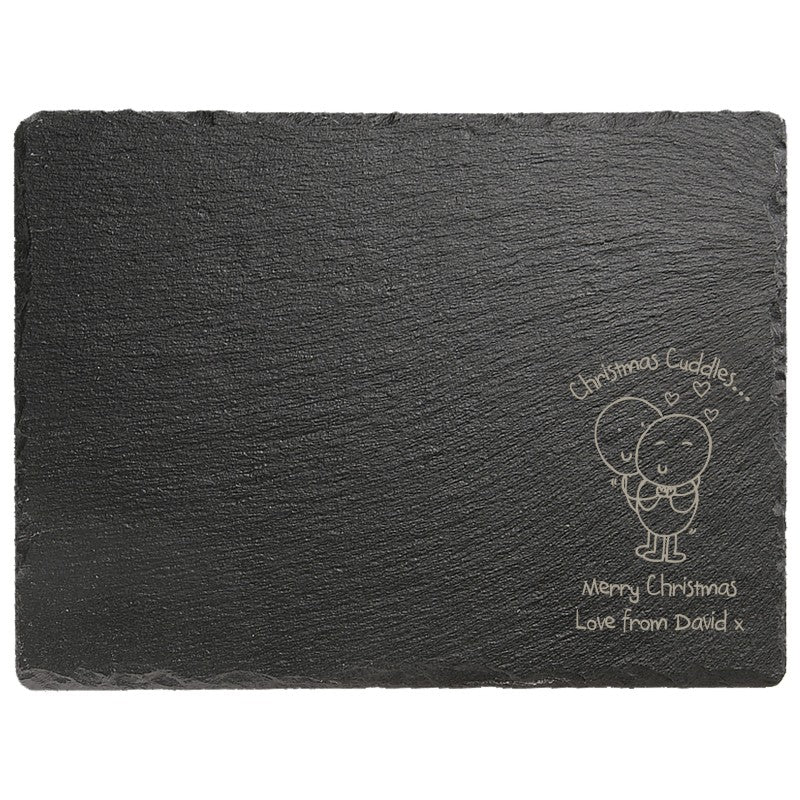 Chilli & Bubble's Christmas Cuddles Rectangle slate cheese board
