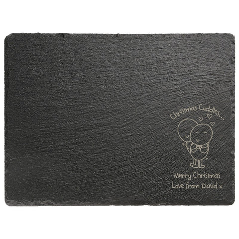 Chilli & Bubble's Christmas Cuddles Rectangle slate cheese board
