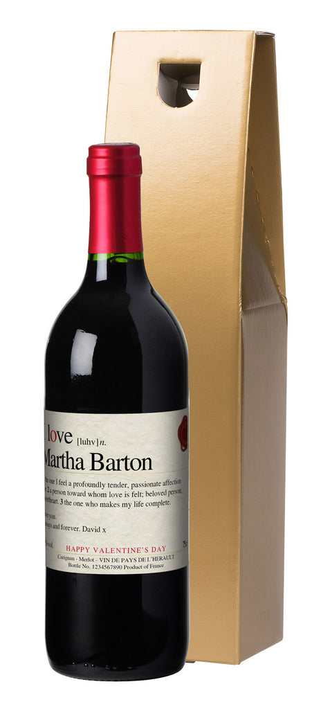 French VdP I Love You Valentine Red Wine in a Gold Box