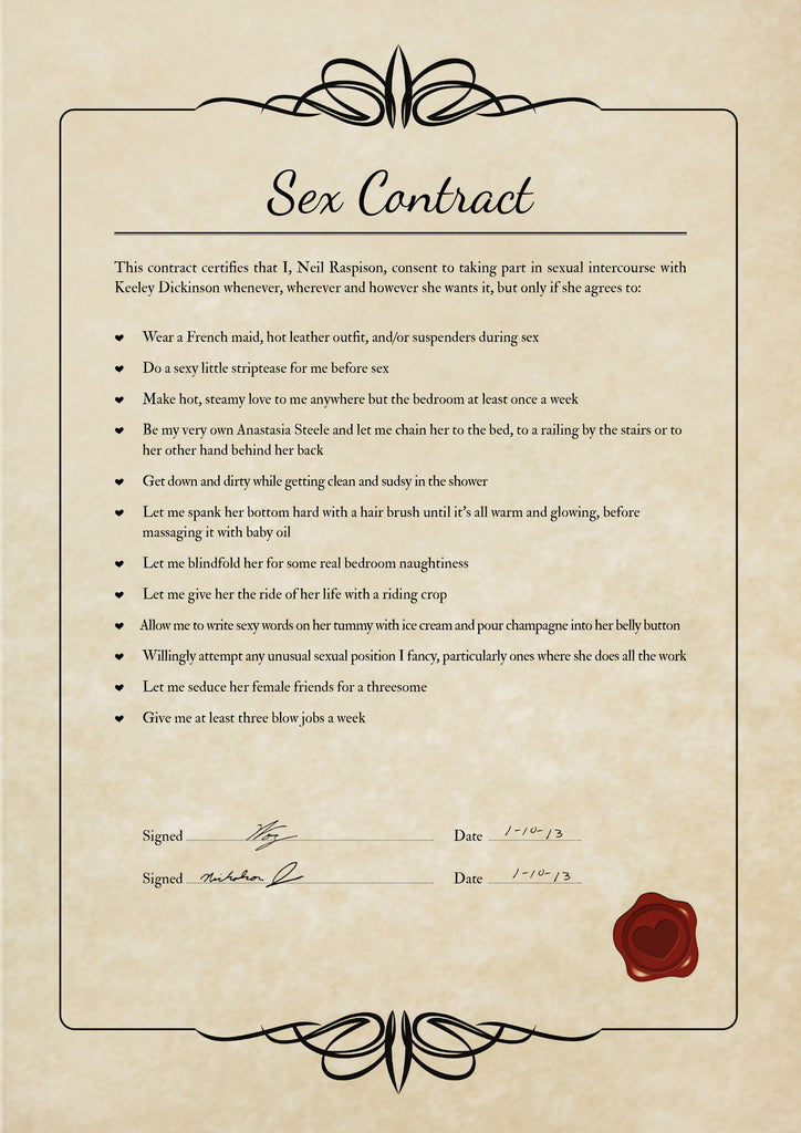 Sexy Contract from a man Un-Framed