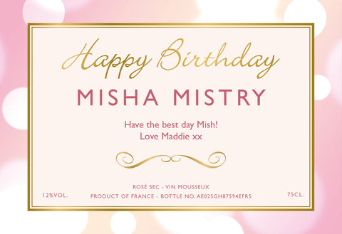 Birthday Labels for Sparkling Rosé Wine