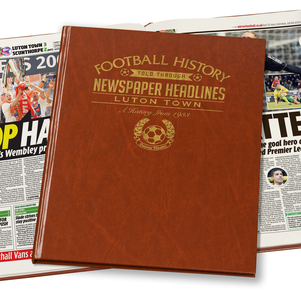 Luton Town Newspaper Book - Brown Leatherette (Colour Pages)