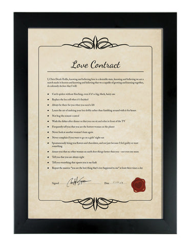 Love Contract from a man -in a Black Frame
