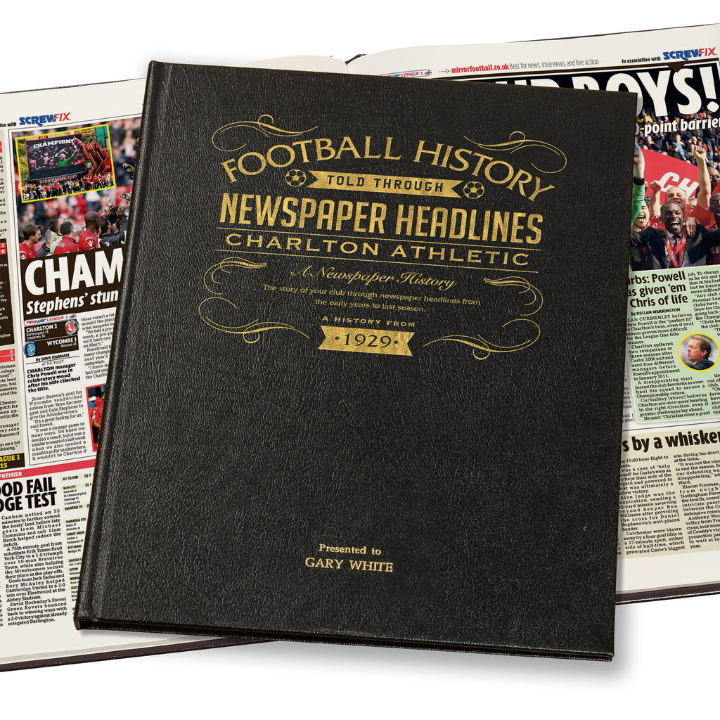 Charlton Football Newspaper Book - Leather Black Cover