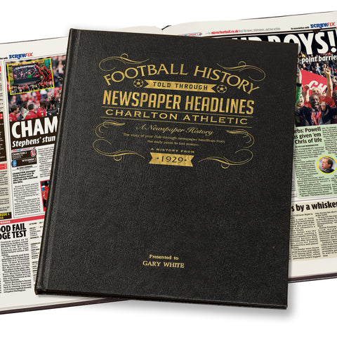 Charlton Football Newspaper Book - Leather Black Cover