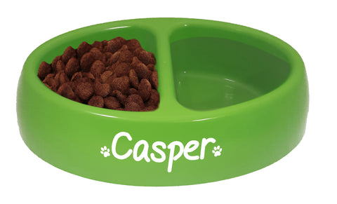 Oval double feeding bowl Green