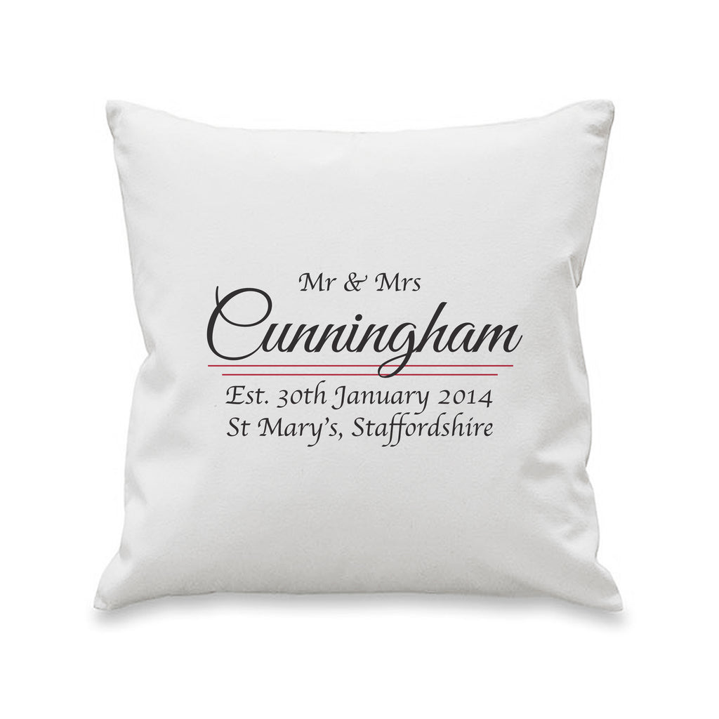 Mr & Mrs Cushion Cover