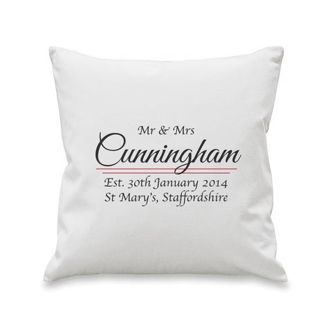 Mr & Mrs Cushion Cover