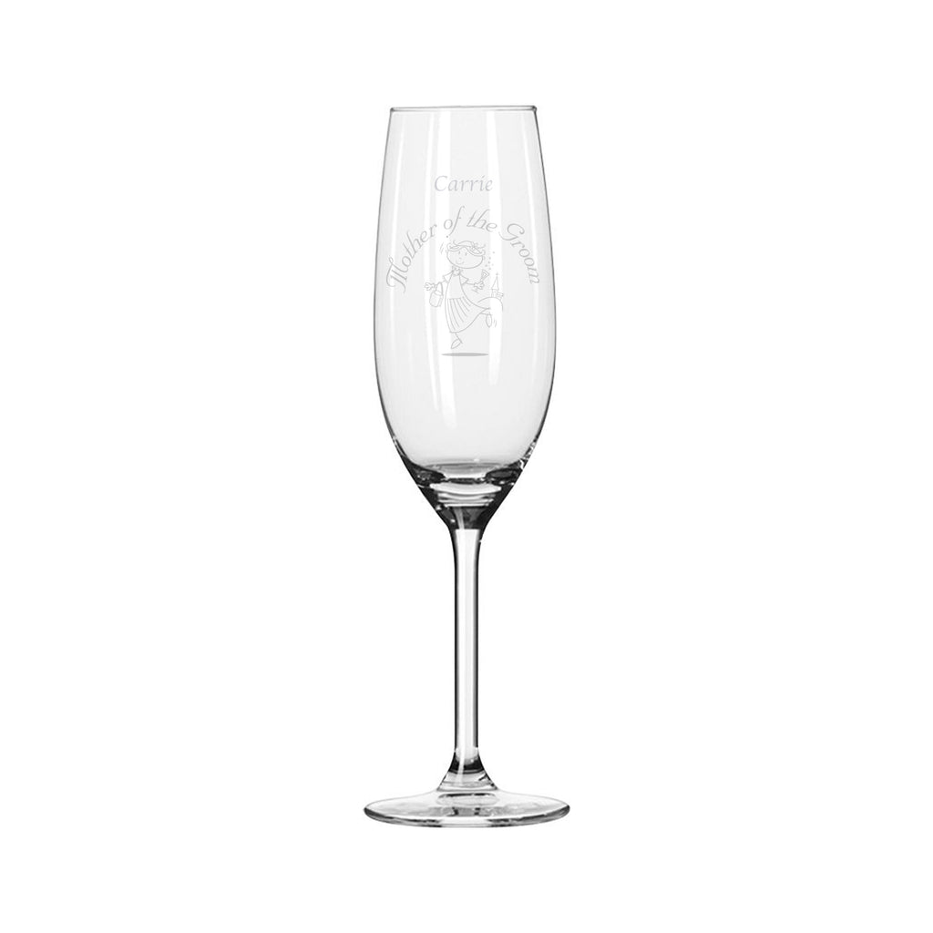 Etched Wedding Character Champagne Flute