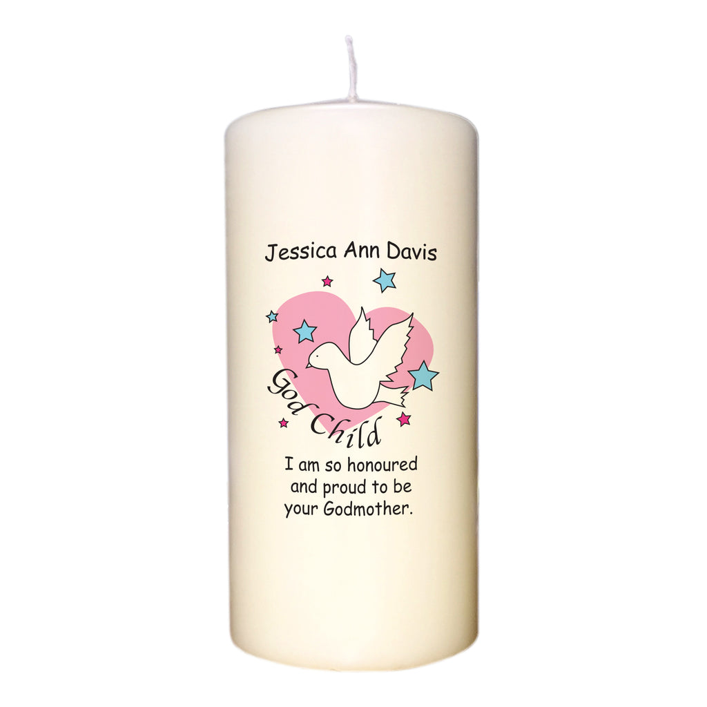Dove & Hearts Pink Godchild Candle