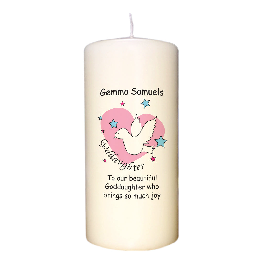 Dove & Hearts Pink Goddaughter Candle