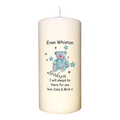 Teddy & Stars Blue Godson Candle