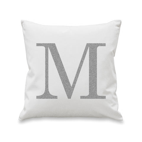 Silver Monogram Initial Cushion Cover