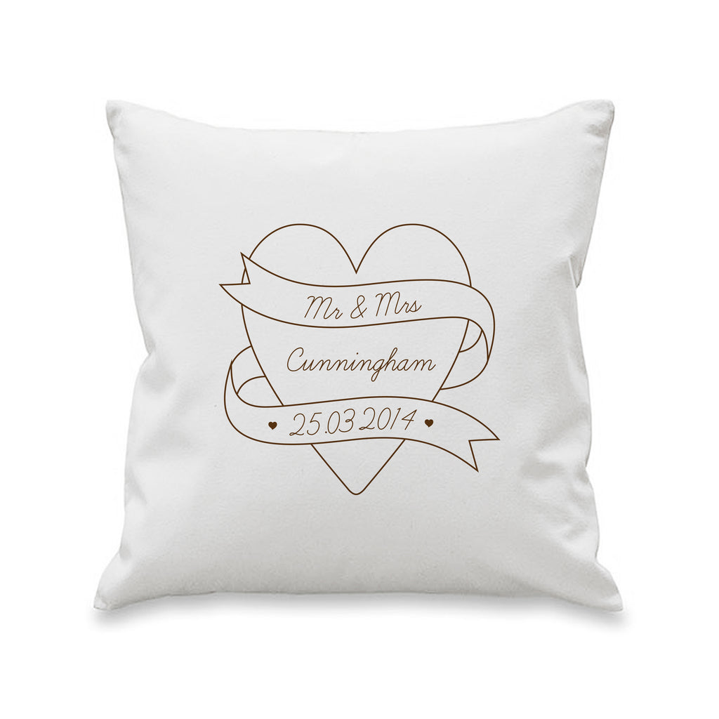 Mr & Mrs Heart Scroll Cushion Cover