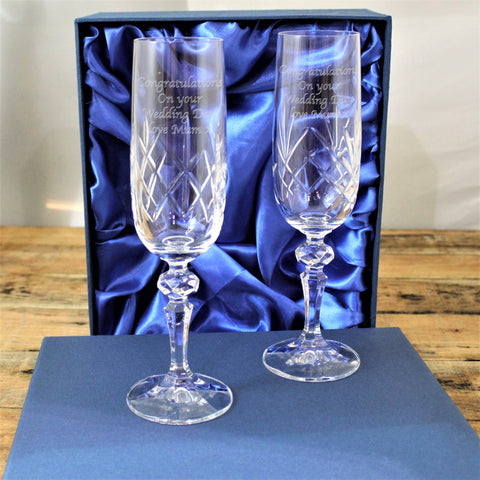 Crystal Champagne Flutes In Presentation Box