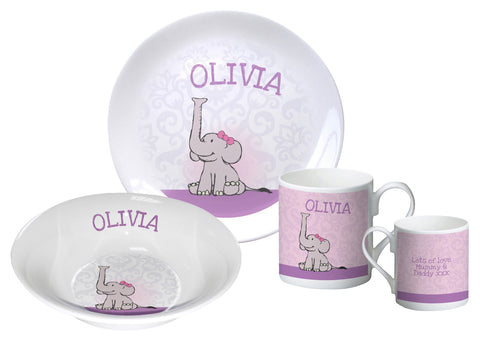 Baby Girl Elephant breakfast set