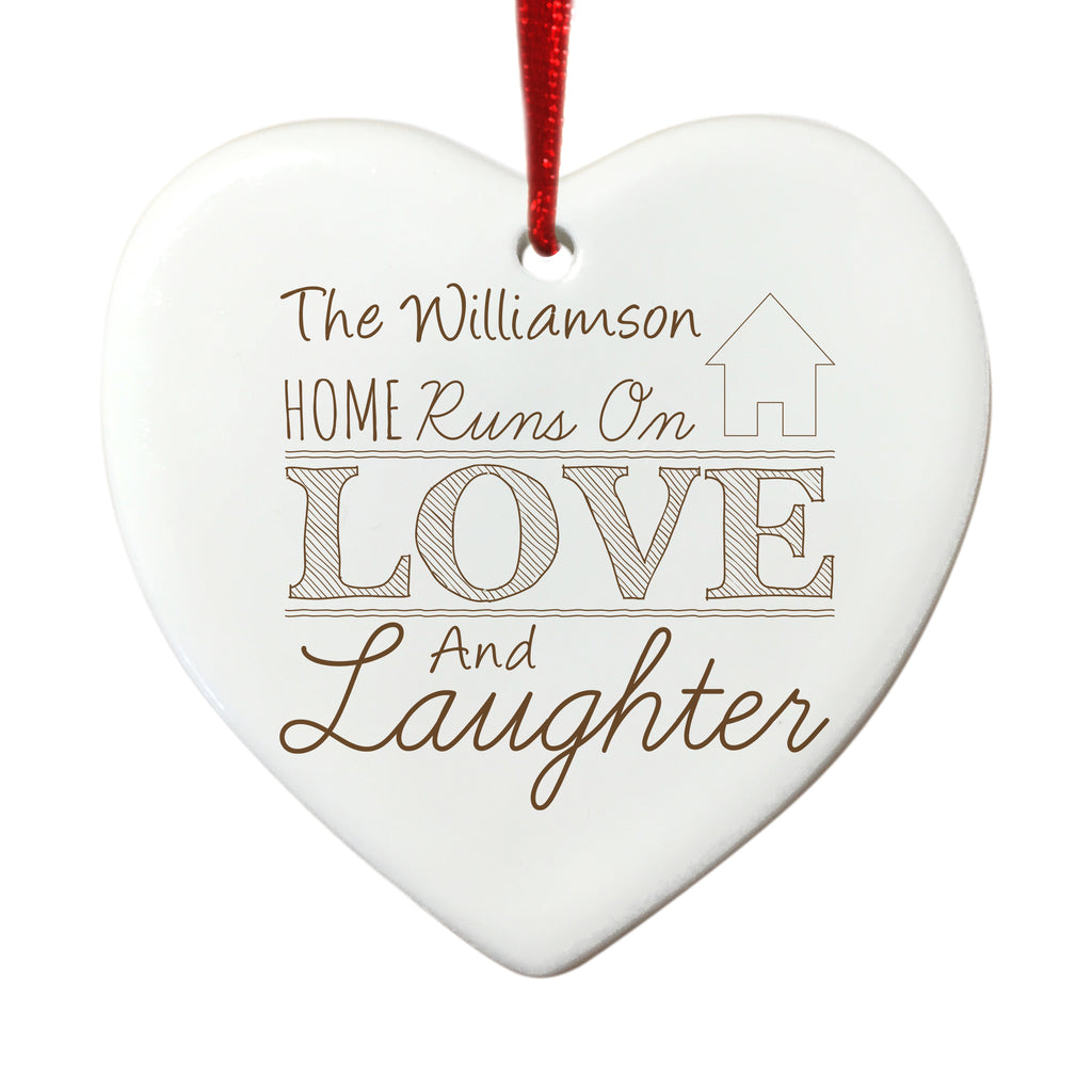 Love and Laughter white hanging heart