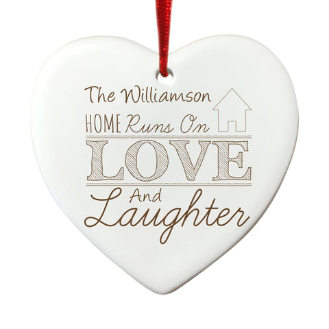 Love and Laughter white hanging heart