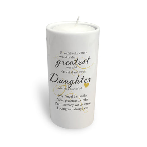 Memorial Greatest Story round tea light holder