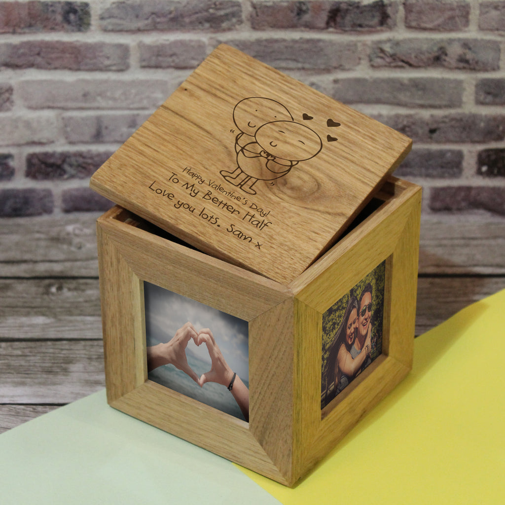 Chilli and Bubbles Valentine's Day Wooden Photo Cube